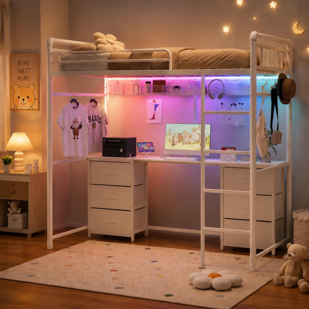 Desk Charging Station - com Estação de Carregamento, Luzes LED