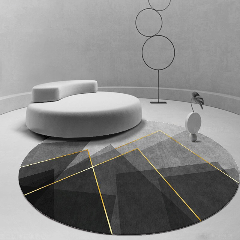 Tapete Redondo Geométrico Cinz - Home Office Rug avaliação e preço