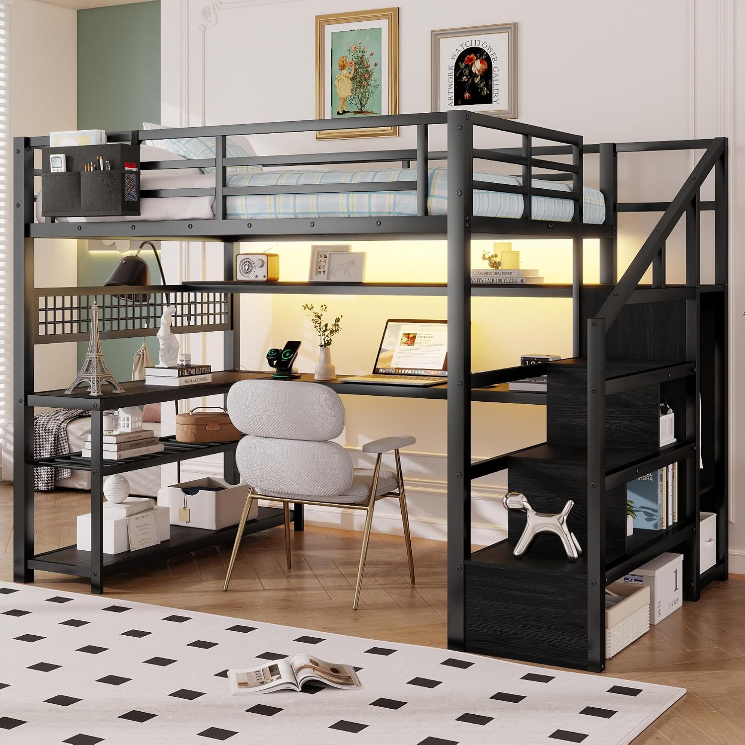 Cama Loft de Tamanho Completo  - Desk Charging Station avaliação e preço