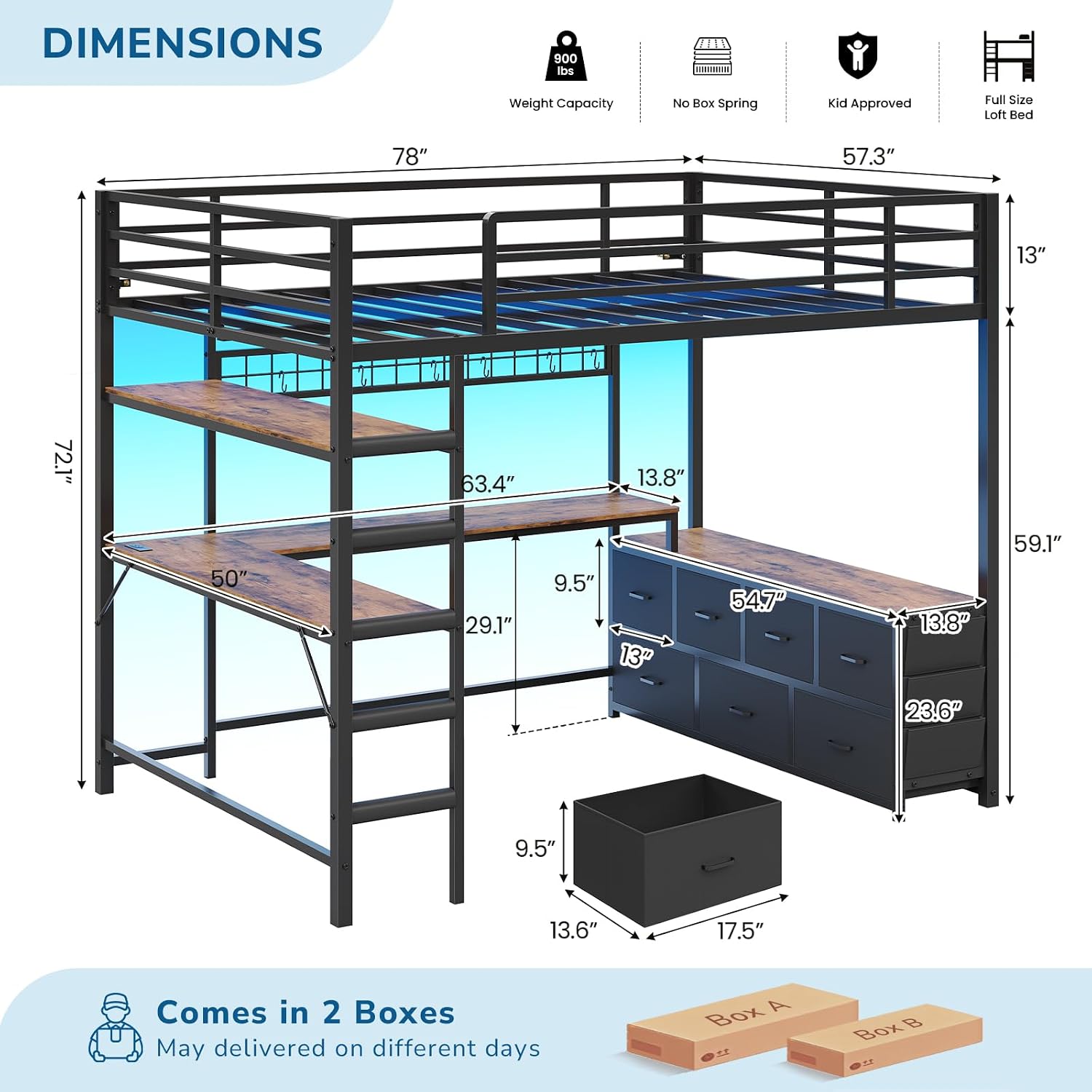 Cama alta de tamanho grande co - Desk Charging Station avaliação e preço