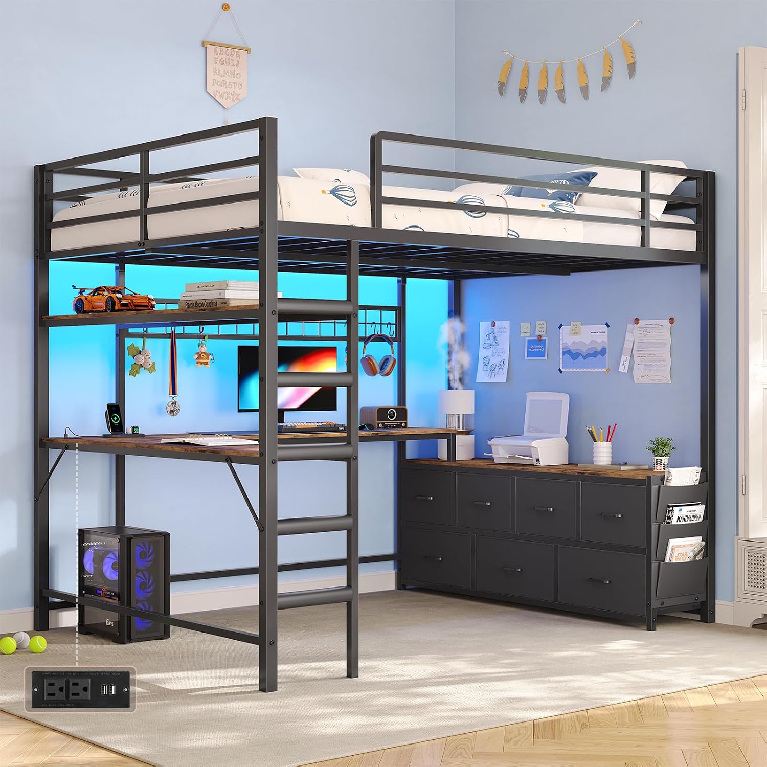 Cama alta de tamanho grande co - Desk Charging Station avaliação e preço